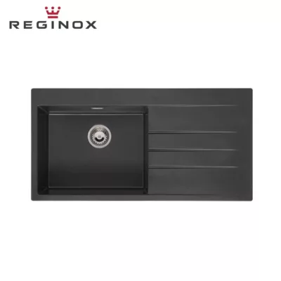 Reginox Breda 10-Left Granite Sink (Black Silvery)