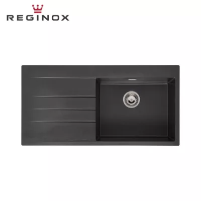Reginox Breda 10-Right Granite Sink (Black Silvery)