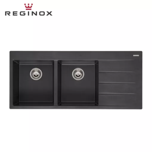 Reginox Breda 30-Left Granite Sink (Black Silvery)