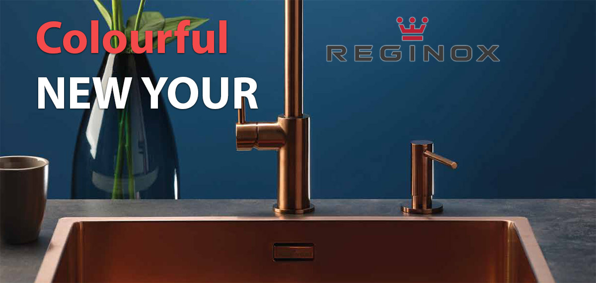 Reginox New York 40×40 PVD Integrated Stainless Steel Sink (Gold Flax) Bacera