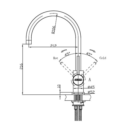 Franke RT505 Sink Mixer Technical Specification
