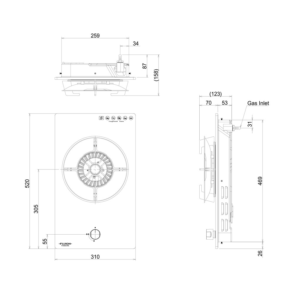 FujiohFHGS2515SVGLGlassCookerHob Bacera