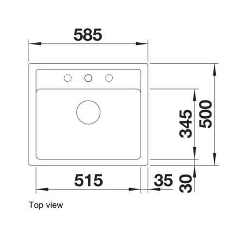 BLANCO Legra 6 Undermount Stainless Steel Sink Technical Specification Drawing Top View