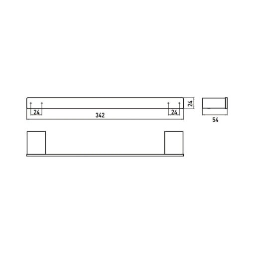 EMCO LOFT 0570-001-30 Single Towel Bar (342mm) Technical Chart