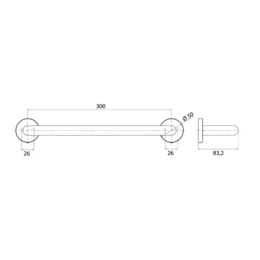 EMCO ROUND 4370-001-30 Grab Bar Technical Specification Drawing