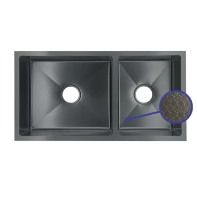 Fidelis FSD-23325HC-NBK Honeycomb Nano Stainless Steel Kitchen Sink (Black)