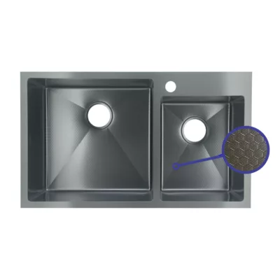 Fidelis FSD-23501L-HC-NBK Honeycomb Nano Stainless Steel Kitchen Sink (Black)