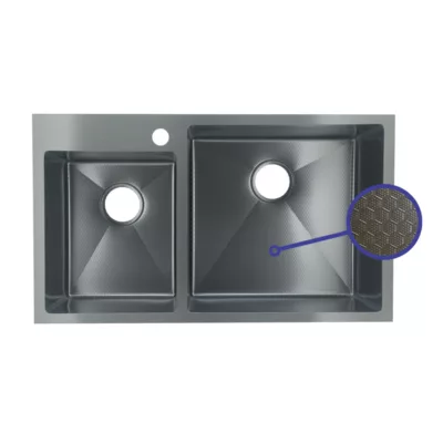 Fidelis FSD-23501R-HC-NBK Honeycomb Nano Stainless Steel Kitchen Sink (Black)