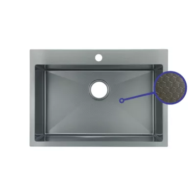 Fidelis FSD-23601HC-NBK Honeycomb Nano Stainless Steel Kitchen Sink (Black)
