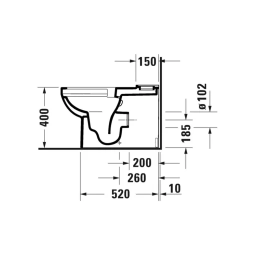 Duravit Durastyle Basic 218209 Rimless-Close-Coupled-Water-Closet Technical Drawing