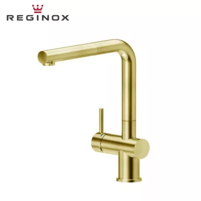 Reginox Cedar Pull-Out Sink Mixer with L Spout (Gold Flax)