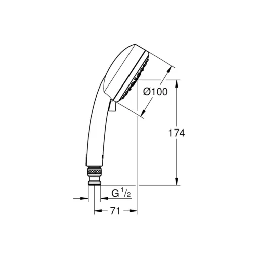 Grohe 27573ALC Tempesta Cosmopolitan Hand Shower (Gun Metal) Technical Drawing