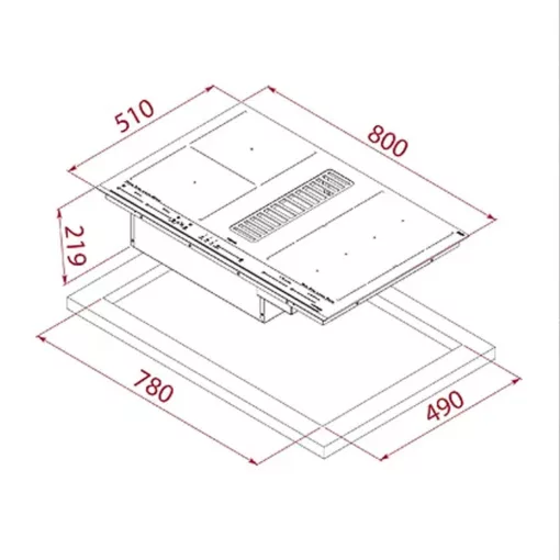 Teka AFF 87601 MST Induction Hob integrated Downdraft Hood Bacera