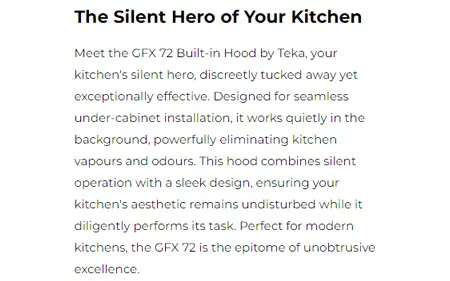 Teka GFX 72 Built-in Hood Feature 