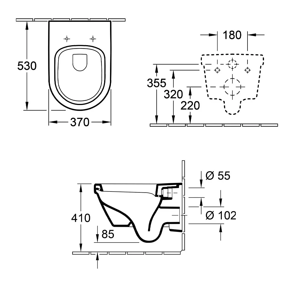 VILLEROY & BOCH - Architectura - Wall Hung WC Technical Drawing