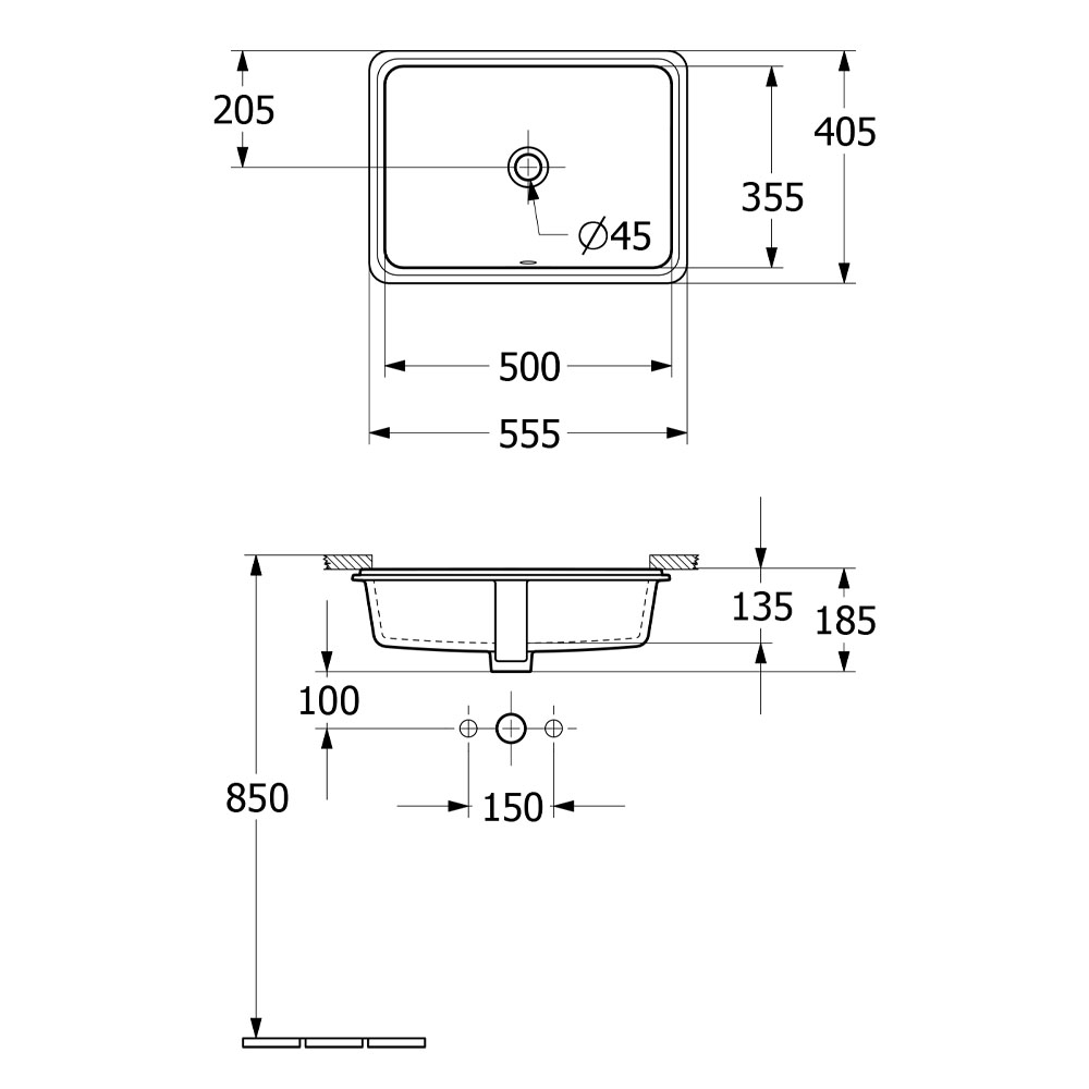 VILLEROY & BOCH Tube Undercounter Washbasin Bacera