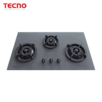 Tecno Matte Series T333TGSV-MTGY 3-Burner 90cm Tempered Glass Cooker Hob (Matt Grey)