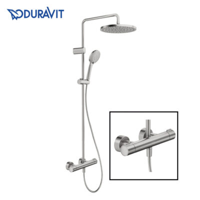 Duravit WAVE 428-0008-A70 Thermostatic 2-Way Shower System (Brushed Stainless Steel