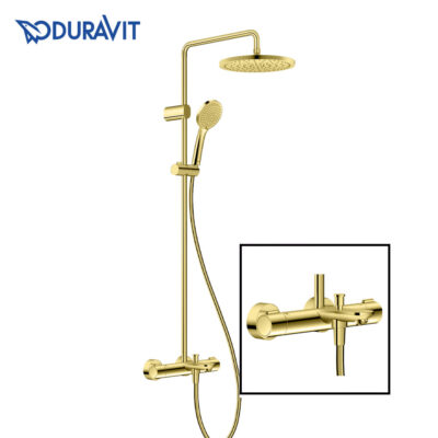 Duravit WAVE 528-0008-A34 Thermostatic 3-Way Shower System (Polished Gold)