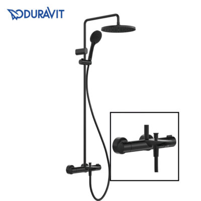 Duravit WAVE 528-0008-A46 Thermostatic 3-Way Shower System (Matt Black)
