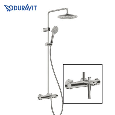 Duravit WAVE 528-0008-A70 Thermostatic 3-Way Shower System (Brushed Stainless Steel)