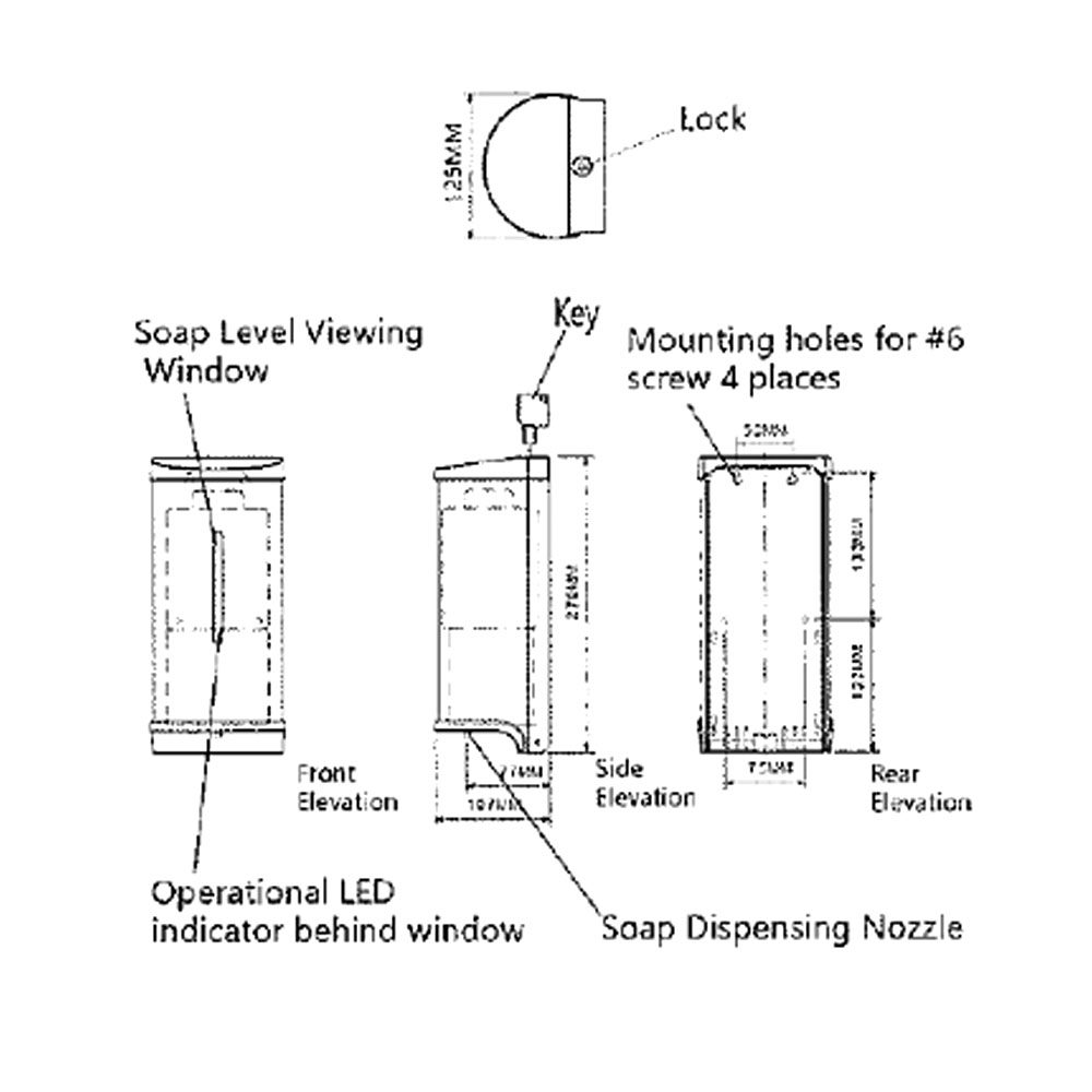 AWS SD-161 Sensor Soap Dispenser Details Drawing
