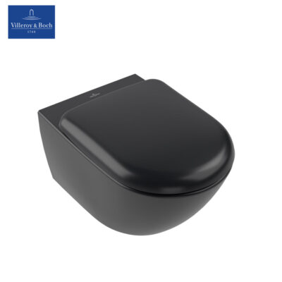Villeroy-&-Boch-Antao-4674T0R7+8M67S1AM-Wall-Mounted-Toilet-(Black)