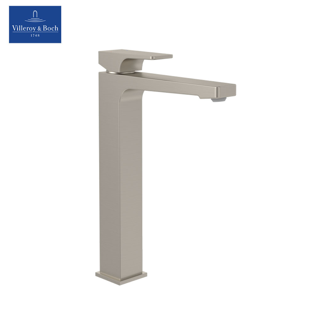 Villeroy-&-Boch-Architectura-Square-TVW12500200064-Single-lever-Tall-Basin-Mixer-(Brushed-Nickel)