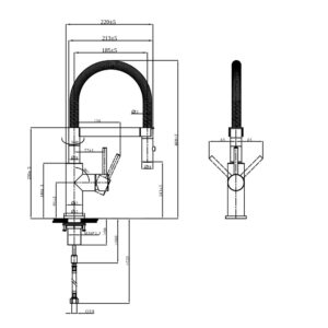 Villeroy-&-Boch-Steel-Expert-2-927300LC-Stainless-Steel-Sink-Mixer-Specification-Drawing