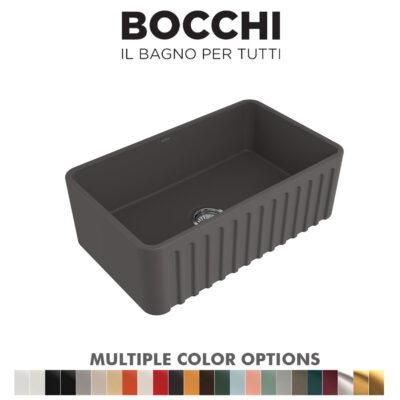 BOCCHI 1602-020-0120 Lavello Decorated Fireclay Kitchen Sink (Matt Anthracite)