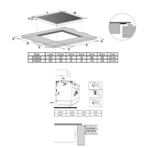 Brandt-BPI6603B-60cm-3-Zone-Anti-Scratch-Power-Management-Induction-Hob-Spec-Drawing