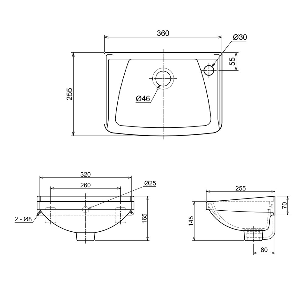 Claytan-WB-136-Wall-Mounted-Basin-Technical-Drawing