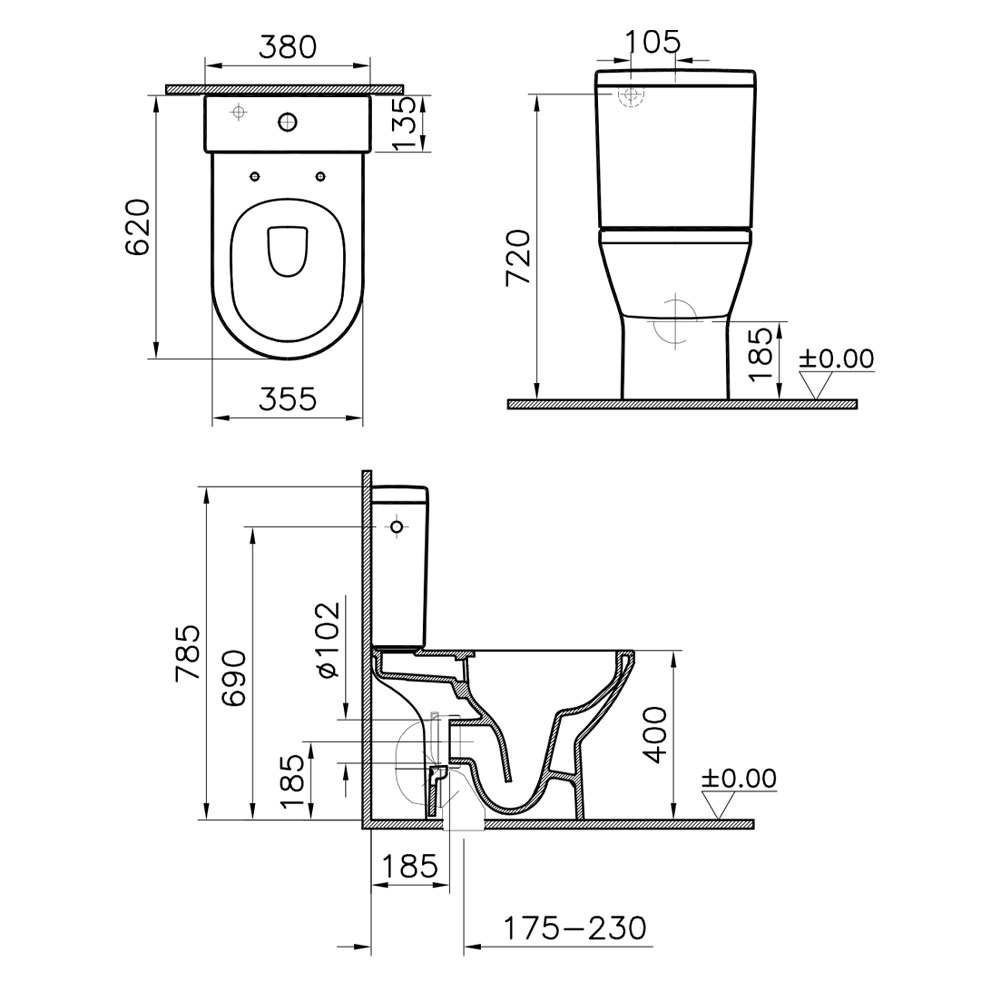 Vitra-7044BX03-0075-+-5428BX03-5036-+-120-003-R009-Close-Coupled-WC-Techinical-Spec